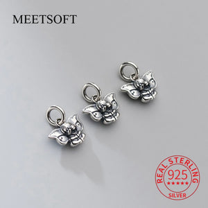 S925 Sterling Silver Elephant Baby Pendant Charms DIY Necklace Bracelet
