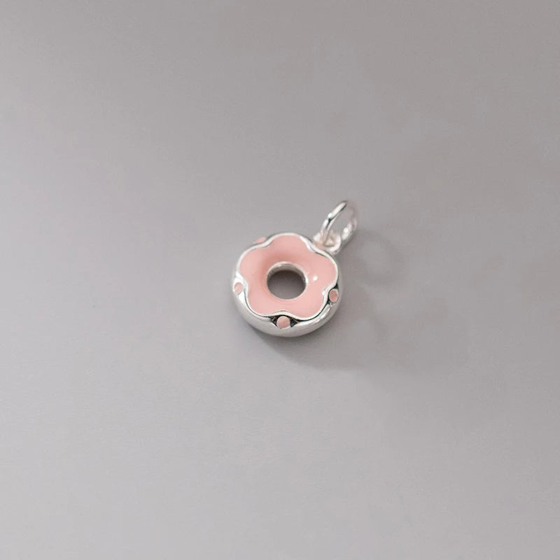 S925 Enamel Multicolor Donut Pendant Charms for Necklace Bracelet