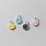 S925 Enamel Round Pendant Charms for DIY Bracelets