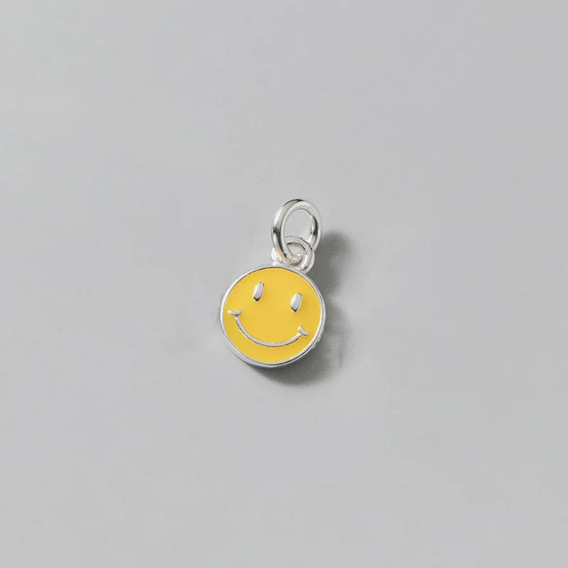 S925 Enamel Round Pendant Charms for DIY Bracelets