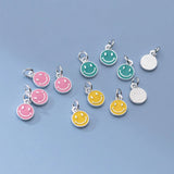S925 Enamel Round Pendant Charms for DIY Bracelets