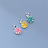 S925 Enamel Round Pendant Charms for DIY Bracelets