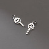 S925 Sterling Silver Happy Geometry Key Pendant Charms