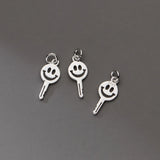 S925 Sterling Silver Happy Geometry Key Pendant Charms