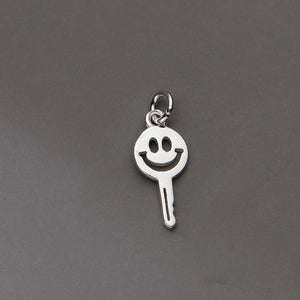 S925 Sterling Silver Happy Geometry Key Pendant Charms