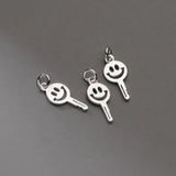 S925 Sterling Silver Happy Geometry Key Pendant Charms