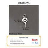 S925 Sterling Silver Happy Geometry Key Pendant Charms