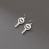 S925 Sterling Silver Happy Geometry Key Pendant Charms