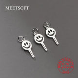 S925 Sterling Silver Happy Geometry Key Pendant Charms