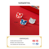 925 Silver Tiger Head Enamel Button Charms for DIY Bracelet Making