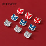 925 Silver Tiger Head Enamel Button Charms for DIY Bracelet Making