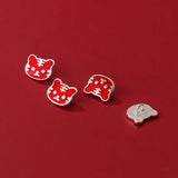 925 Silver Tiger Head Enamel Button Charms for DIY Bracelet Making