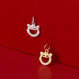 925 Silver 11MM Tiger Head Zircon Pendant Charms for DIY Necklace