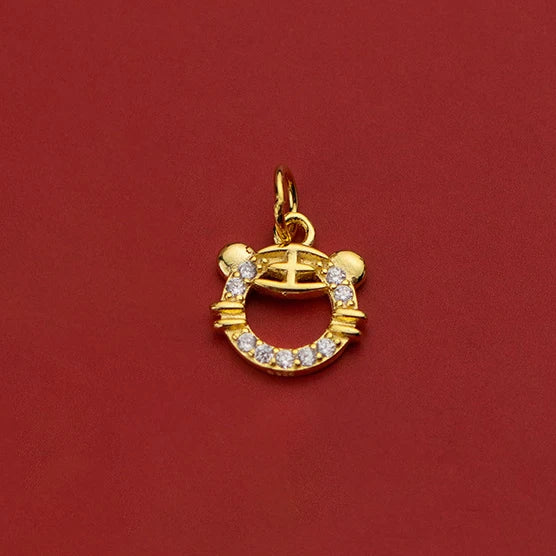 925 Silver 11MM Tiger Head Zircon Pendant Charms for DIY Necklace