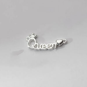 925 Silver Retro Queen Crown Double Hole Pendant Charms