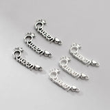 925 Silver Retro Queen Crown Double Hole Pendant Charms