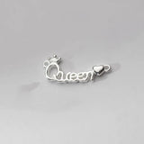 925 Silver Retro Queen Crown Double Hole Pendant Charms