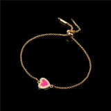 925 Silver Colorful Heart Enamel Zircon Bracelet for Women