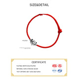 925 Silver Tiger Head Red Rope Bracelet Women Jewelry Charms