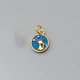 925 Sterling Silver Plating Cat Kitty Enamel Pendant Charms