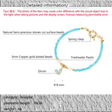 925 Silver Turquoise Beads Heart Pearl Bracelet