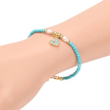 925 Silver Turquoise Beads Heart Pearl Bracelet