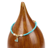 925 Silver Turquoise Beads Heart Pearl Bracelet