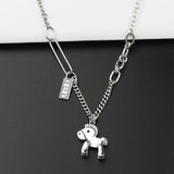 925 Silver Retro Horse Dollar Banknotes Choker Necklace for Women