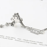 925 Silver Retro Horse Dollar Banknotes Choker Necklace for Women