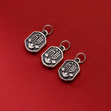 Real 925 Silver Retro Distressed Luck Ingots Pattern Pendant Charms
