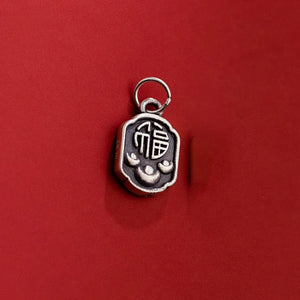 Real 925 Silver Retro Distressed Luck Ingots Pattern Pendant Charms