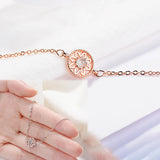 925 Silver Zircon Flower Bracelet Romantic Charm Jewelry