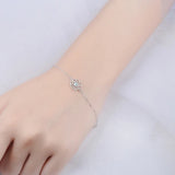 925 Silver Zircon Flower Bracelet Romantic Charm Jewelry