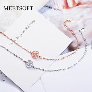925 Silver Zircon Flower Bracelet Romantic Charm Jewelry