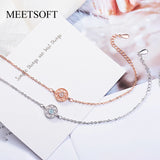 925 Silver Zircon Flower Bracelet Romantic Charm Jewelry