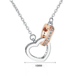 925 Silver Heart-to-heart Double Ring Zircon Chokers Necklace
