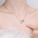 925 Silver Heart-to-heart Double Ring Zircon Chokers Necklace