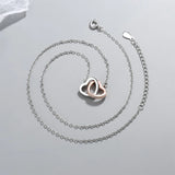 925 Silver Heart-to-heart Double Ring Zircon Chokers Necklace