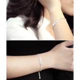 925 Silver Letter Rectangle Logo Bracelet Personalized Engraving Women Jewelry