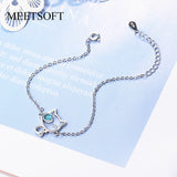 925 Sterling Silver Kitty Eye Zircon Charm Bracelet for Women