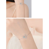 925 Sterling Silver Kitty Eye Zircon Charm Bracelet for Women