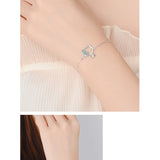 925 Sterling Silver Kitty Eye Zircon Charm Bracelet for Women