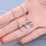 925 Silver Star Moon Planet Zircon Chokers Women Necklace