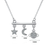 925 Silver Star Moon Planet Zircon Chokers Women Necklace