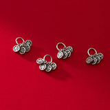 925 Sterling Silver Lucky Round Card Letter Pendant Charms