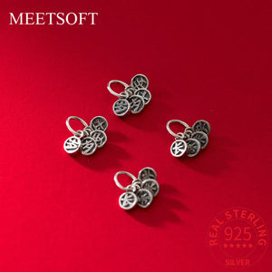 925 Sterling Silver Lucky Round Card Letter Pendant Charms