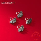 925 Sterling Silver Lucky Round Card Letter Pendant Charms