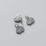 925 Sterling Silver Flower Carved Charms for DIY Jewelry