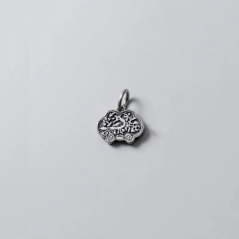 925 Sterling Silver Flower Carved Charms for DIY Jewelry