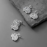 925 Sterling Silver Flower Carved Charms for DIY Jewelry